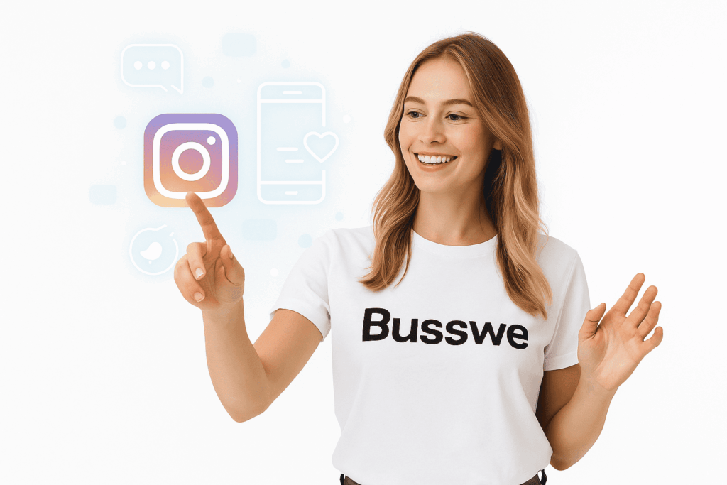 Mujer feliz, interactuando en sus redes con clientes que si quieren sus servicios